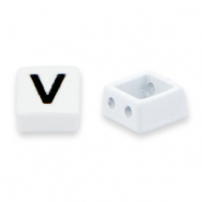 Tile beads V White-black