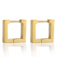 Roestvrij stalen (RVS) Stainless steel oorbellen square Goud