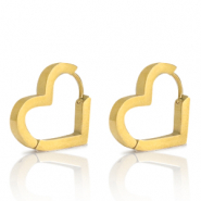 Roestvrij stalen (RVS) Stainless steel oorbellen heart Goud