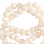 Top Facet kralen 6x4 mm disc Pristine beige-pearl shine coating