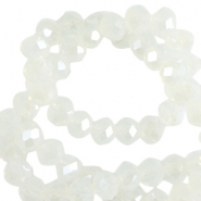 Top Facet kralen 3x2mm disc Milky crystal-pearl shine coating