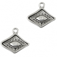 Bedels DQ metaal rhombus met oog Antiek zilver (nikkelvrij)