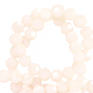 Top Facet kralen rond 4mm Pristine beige-pearl shine coating