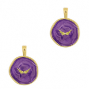 Brass TQ metaal bedels wings Gold-dark purple