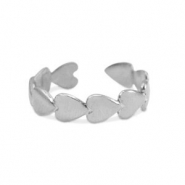 Roestvrij stalen (RVS) Stainless steel ringen hart Zilver