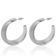 Trendy oorbellen creolen Grey