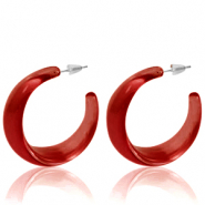 Trendy oorbellen creolen Ruby red