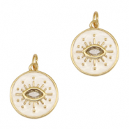 Brass TQ metaal bedels alziend oog enamel Gold-white