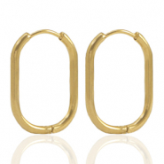 Roestvrij stalen (RVS) Stainless steel oorbellen creolen ovaal Gold