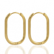 Roestvrij stalen (RVS) Stainless steel oorbellen creolen ovaal Gold