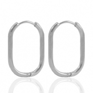 Roestvrij stalen (RVS) Stainless steel oorbellen creolen ovaal Silver