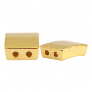 Kralen DQ metaal duo beads rechthoek Goud (nikkelvrij)