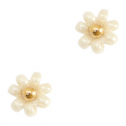 Miyuki kralen bloemen 8mm Cream beige-gold