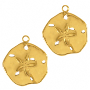Roestvrij stalen (RVS) Stainless steel bedels bloem Goud