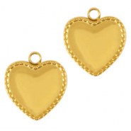 Roestvrij stalen (RVS) Stainless steel bedels hart Goud