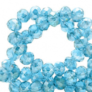 Top Facet kralen 6x4 mm disc Lagoon blue-pearl shine coating