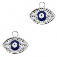 Roestvrij stalen (RVS) Stainless steel bedels alziend oog enamel Silver-blue