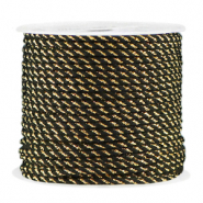 Macramé draad twisted 2mm Gold-black