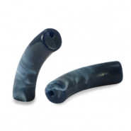 Acryl kralen tube Dark midnight blue marble