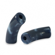 Acryl kralen tube Dark midnight blue marble