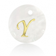 Schelp hangers specials letter Y Gold-white (natuurlijke kleur)