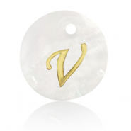 Schelp hangers specials letter V Gold-white (natuurlijke kleur)
