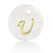 Schelp hangers specials letter U Gold-white (natuurlijke kleur)