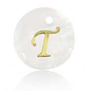 Schelp hangers specials letter T Gold-white (natuurlijke kleur)
