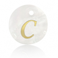 Schelp hangers specials letter C Gold-white (natuurlijke kleur)
