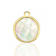 Roestvrij stalen (RVS) Stainless steel bedels 12mm shell White (natuurlijke kleur)-gold