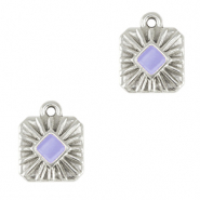 Bedels DQ metaal vierkant Antiek zilver-lavender purple (nikkelvrij)