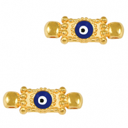 Bedels DQ metaal tussenstuk boze oog Goud-dark blue (nikkelvrij)