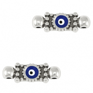 Bedels DQ metaal tussenstuk boze oog Antiek zilver-dark blue (nikkelvrij)