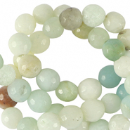 Natuursteen kralen chalcedoon (kwarts) 6mm facet geslepen Multicolour turquoise blue