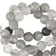 Natuursteen kralen 4mm facet geslepen Iced grey