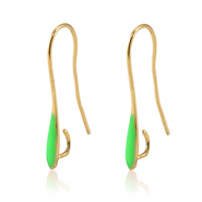 Onderdelen DQ metaal oorbellen / oorhangers Goud-neon green (nikkelvrij)