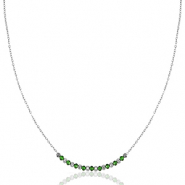 Roestvrij stalen (RVS) Stainless steel kettingen Emerald green-silver