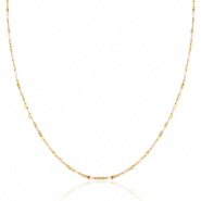 Roestvrij stalen (RVS) Stainless steel kettingen Light pink multicolour-gold