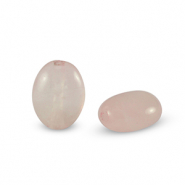 Natuursteen kralen rozenkwarts ovaal Pale pink