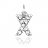 Brass TQ metaal bedels initial X Silver