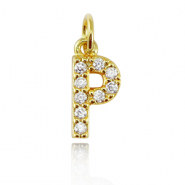 Brass TQ metaal bedels initial P Gold