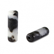 Natuursteen kralen jaspis tubes Black-white