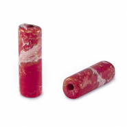 Natuursteen kralen tubes Red-orange