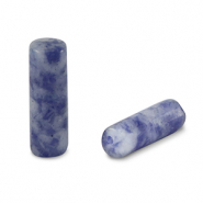 Natuursteen kralen sodaliet en microklien tubes Blue-white