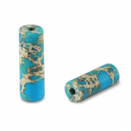 Natuursteen kralen tubes Ocean blue