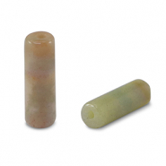 Natuursteen kralen agaat tubes Green-pink