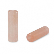Natuursteen kralen kwarts tubes Peach pink