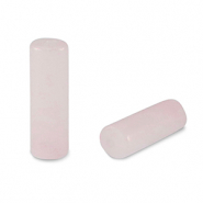 Natuursteen kralen rozenkwarts tubes Light pink