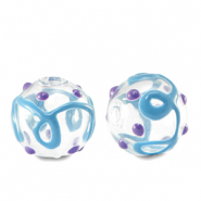 Glaskralen handgeschilderd Transparent-blue purple