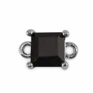 Tussenstukken van crystal glas vierkant Jet black-silver